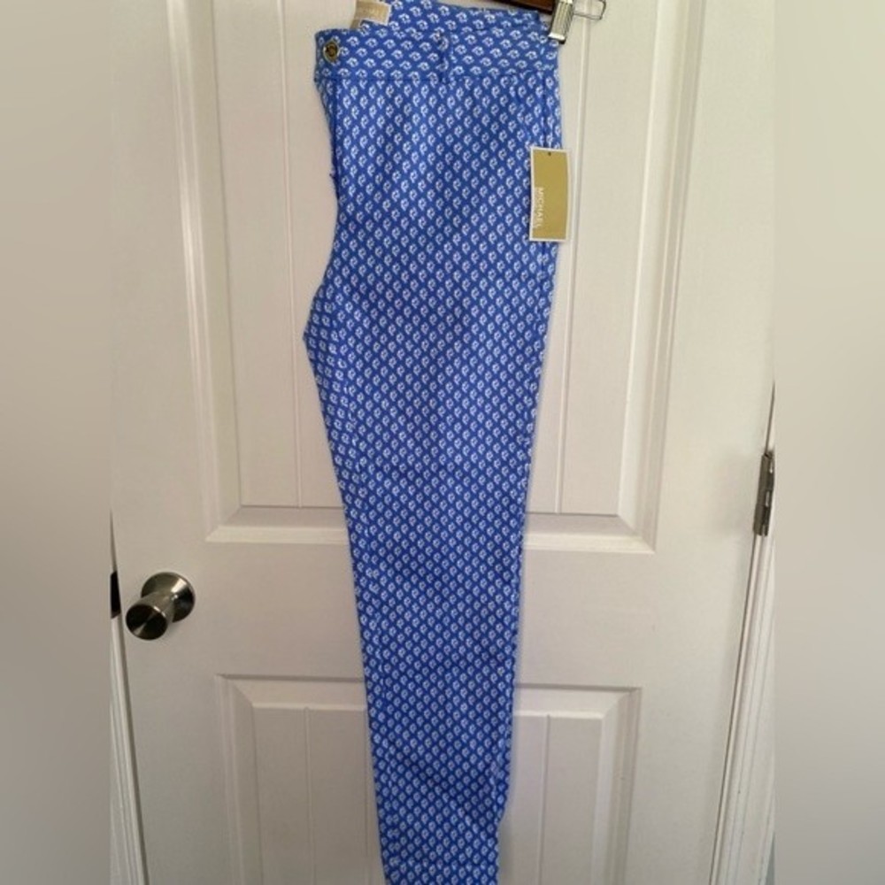 Michael Kors dress ankle pants, blue & white, size 4 - Picture 3 of 10